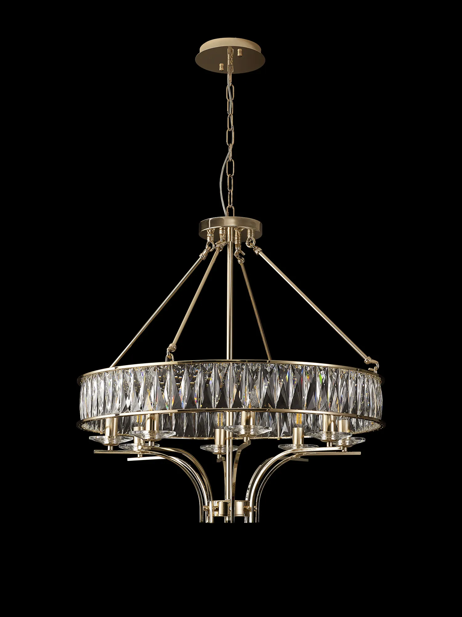 Vivienne Crystal Pendant/Semi Ceiling 8 Light French Gold IL31826  Diyas Vivienne French Gold